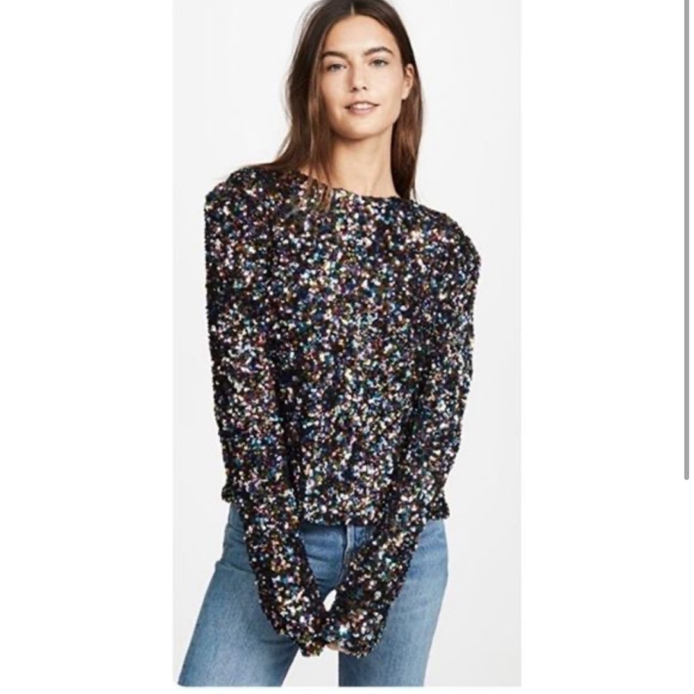Endless Rose Long Sleeve Multi-Colored Sequin Top- Size S